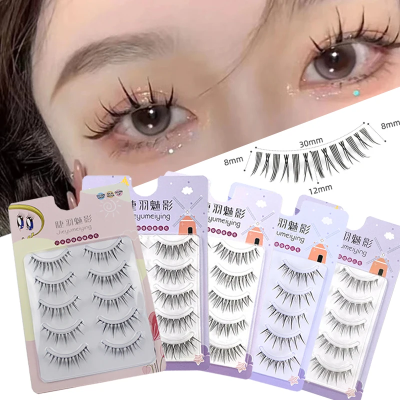 

3/5Pairs New Hand Thick False Eyelashes Tapered Cross Messy Soft Natural Fake Eyelashes Daily Dating Makeup Tools Eyelashes