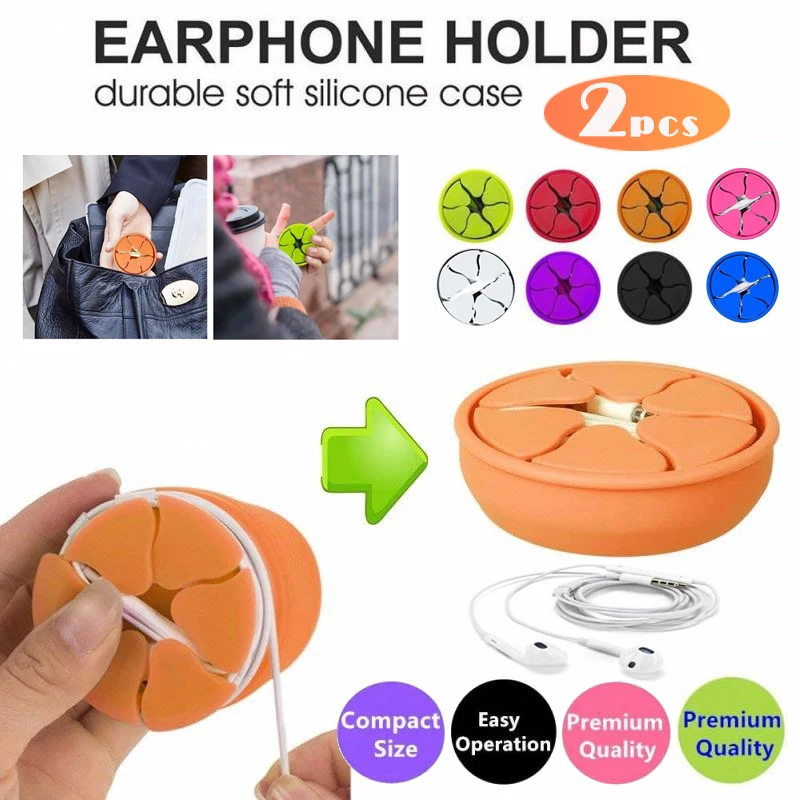 

2PCS Foldable Silicone Earphone Wire Organizer Box Data Line Cables Office Storage Box Case Container Headphone Protective Case