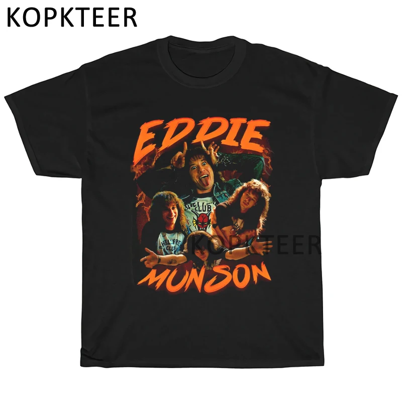 

Eddie Munson Vintage T-shirts Harajuku T Shirt for Men 100% Cotton Clothing Man Merch Overiszed Hip Hop Streetwear