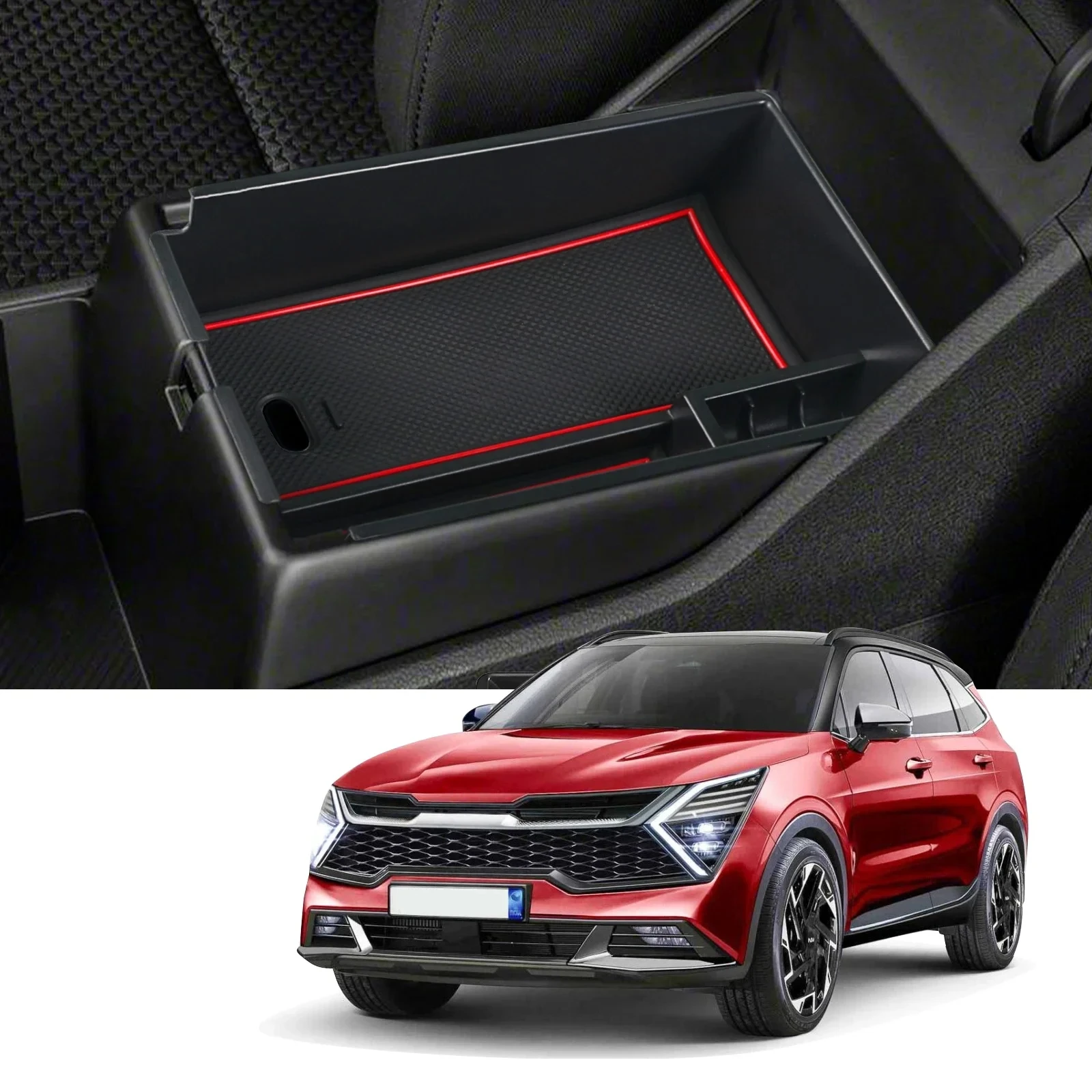 Фото Органайзер-лоток для центральной консоли, совместимый с Kia Sportage 2021-2025 NQ5, аксессуар для подлокотника, дополнительный органайзер-лоток №1