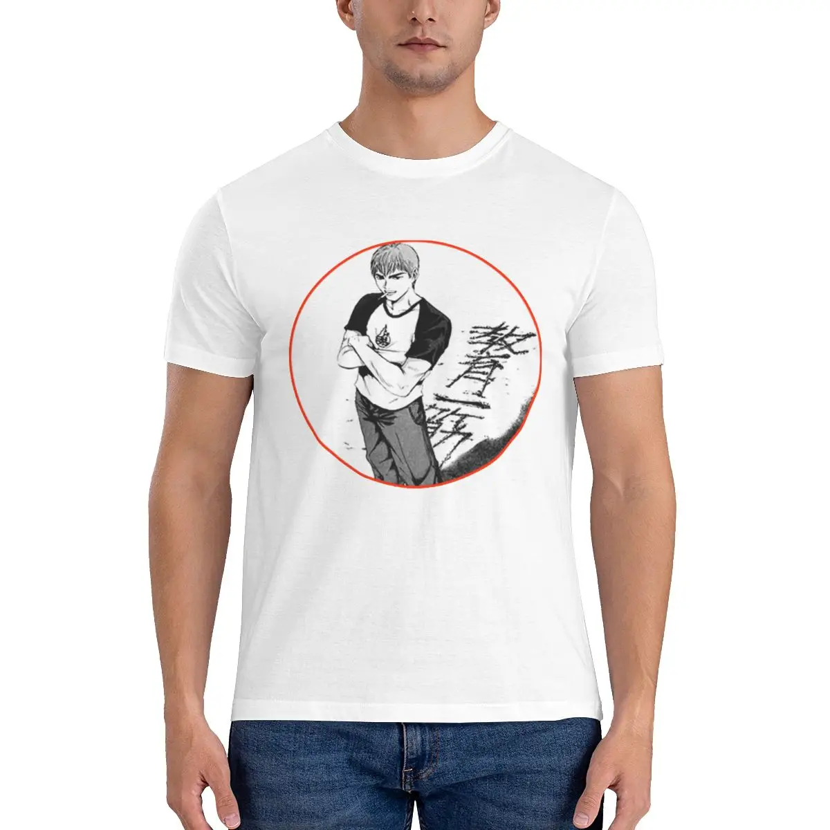 

Футболка GTO Great Teacher Onizuka, футболка с принтом из японского аниме eikichi alone guy, футболка с круглым вырезом и графическим принтом, 100% хлопок