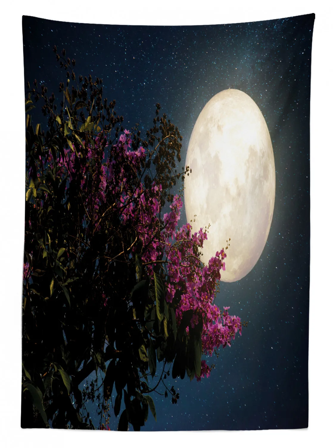 Скатерть в виде Луны вишневого цветка звезд от молочного пути тканевая скатерть