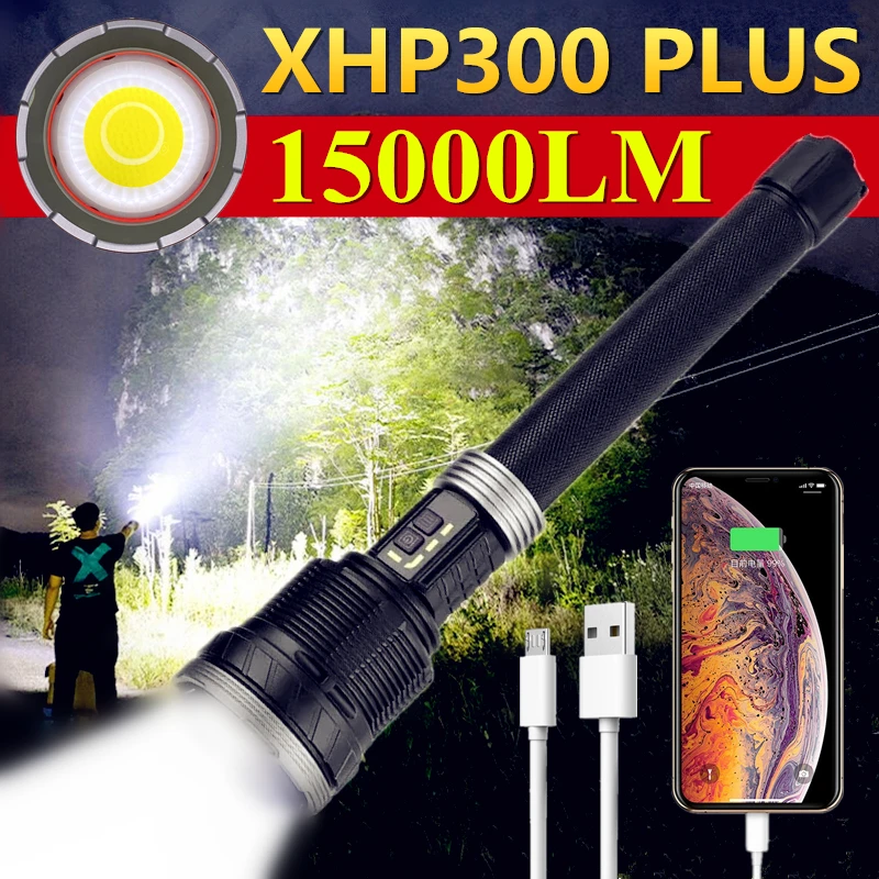 

Мощный фонарик XHP300 PLUS, 5 режимов, 26650 лм