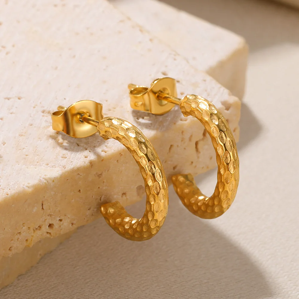 

Stainless Steel Hoop Earrings For Women Gold Color Round Square Geometric Earring Female Fashion Ear Jewelry Brincos Gift 2023