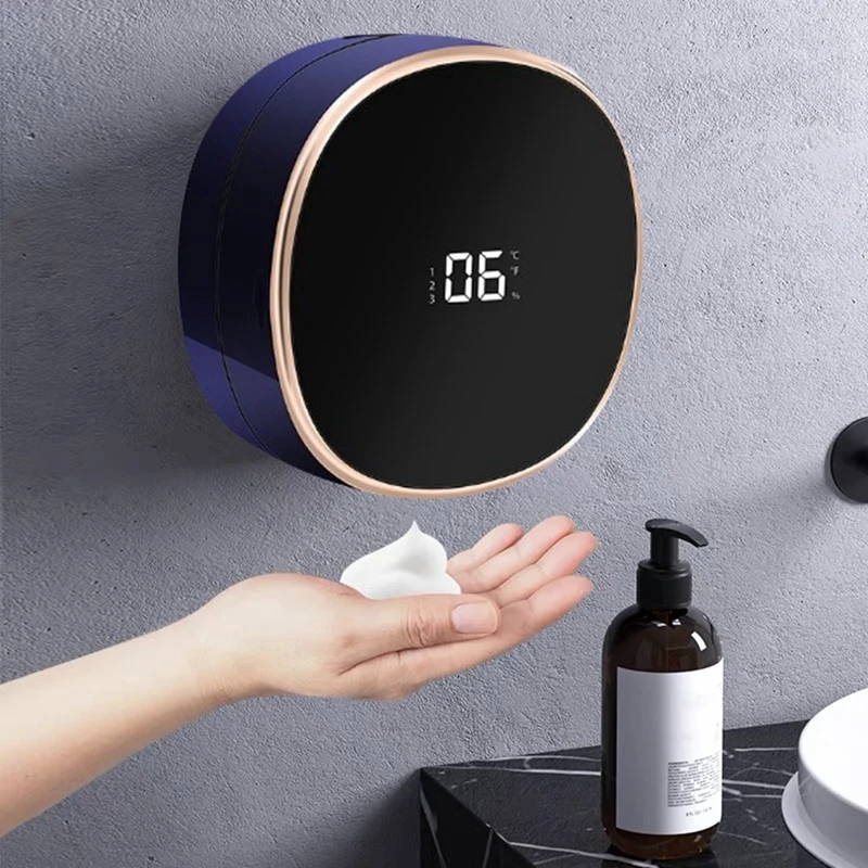 

1 Piece Wall Mount Liquid Soap Dispensers Automatic Foam LED Temperature Display Touchless Foam Machine Liquid Dispenser