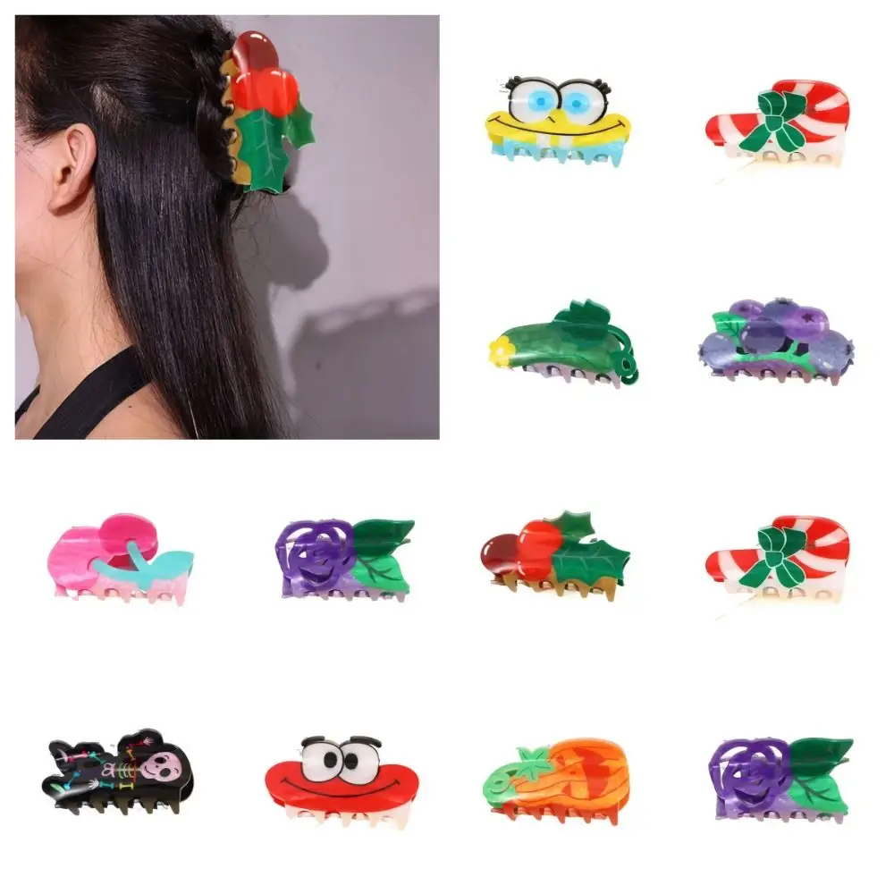 

Christmas Candy Grab Clip Hair Claw Colourful Dance Skull Fruit Shark Clip Creative Personalised Hair Accessories for Women
