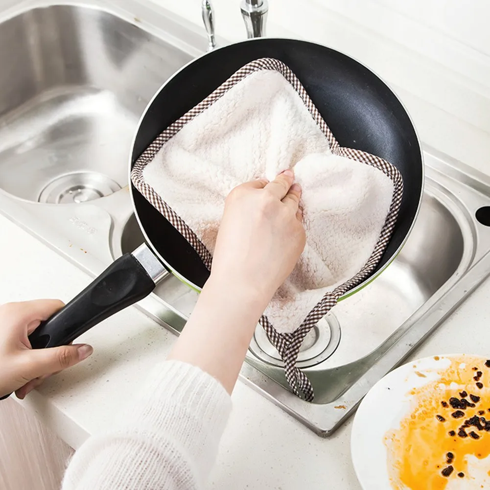 

5pcs Microfiber Towels Absorbent Rag Kitchen Cleaning Cloth Non-stick Oil Dish Towel Dishwashing Cloth Tableware Cleaning Cloth