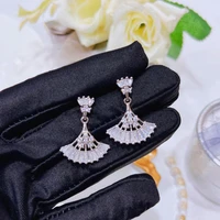 simple fashionable summer girl skirt stud earrings fan shaped zircon classic luxury womens fashion jewelry
