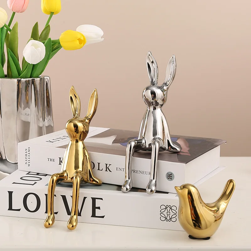 

Creative Rabbit Tableside Statue Nordic Home Living Decoration Room Decor Desk Accessories Miniatures Figurines For Interior