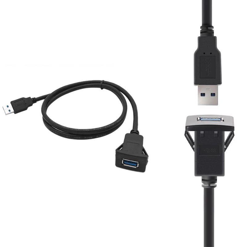 

USB 3.0 Extension USB Mount USB Panel Flush Mount Cable For Car, Boat, Motorcycle Panel Mount Cable