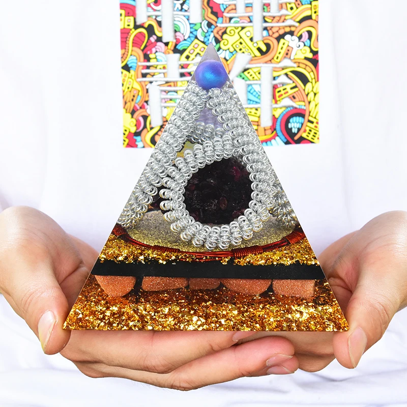 Nature Quartz Orgonite Chakra Pyramid Crystal Jewelry Ornament Yoga Healing Meditation Tools Epoxy Resin Crafts Handmade Jewelry