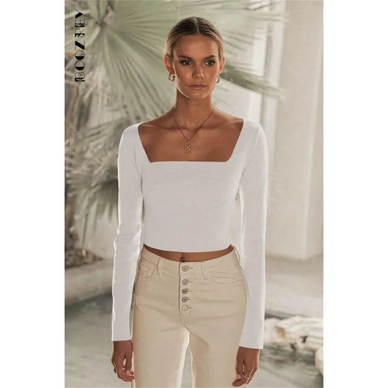 

BoozRey 2023 Hollow Crop Top Sexy Slim Fit T-shirts Streetwear Long Sleeve Tops Short Y2k Clothes Wild Navel Fall Outfits Women