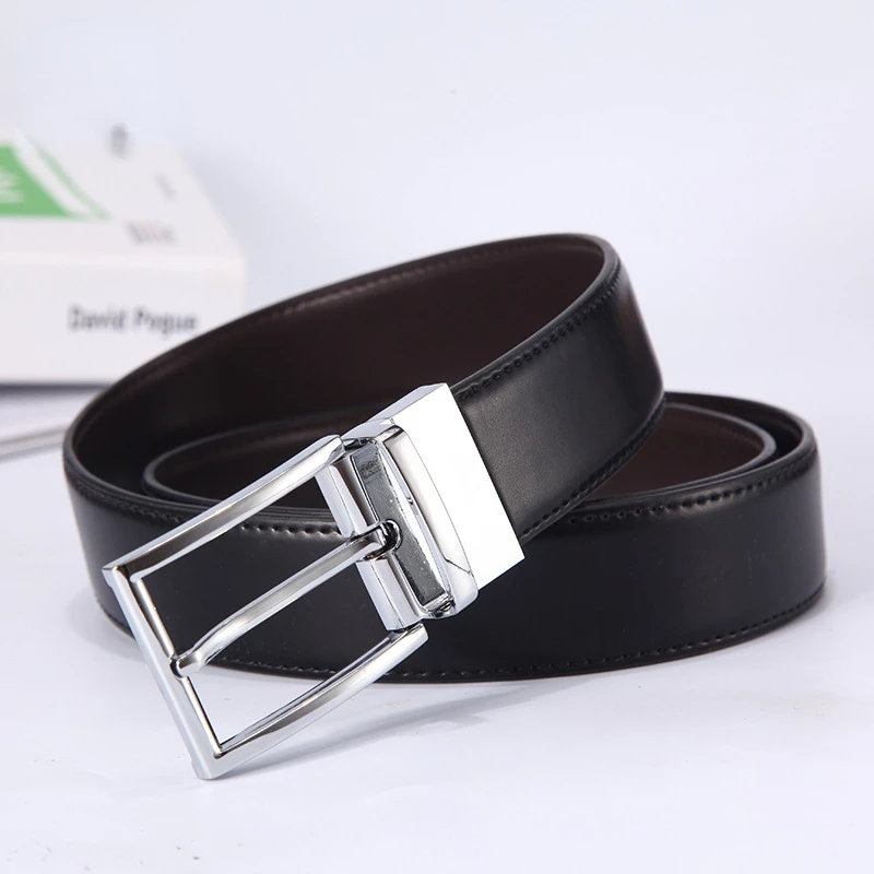 

[IMOSOIKO] Men's Business Pinch Two -layer Cowhide Double -sided Can Be Used to Rotate the Head Jeans Trousers and Trousers Belt