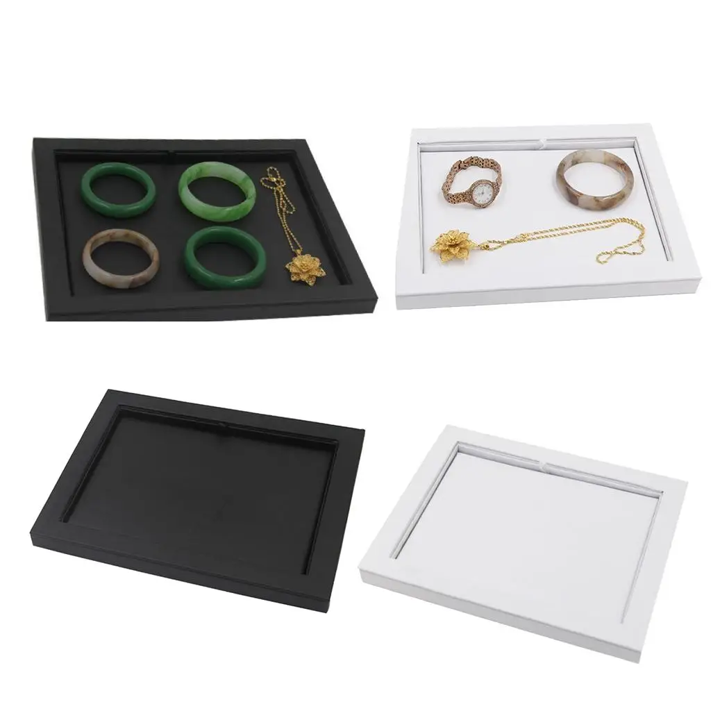 

MagiDeal PU Leather Empty Tray Plate Jewelry EarNecklace Keys Organizer