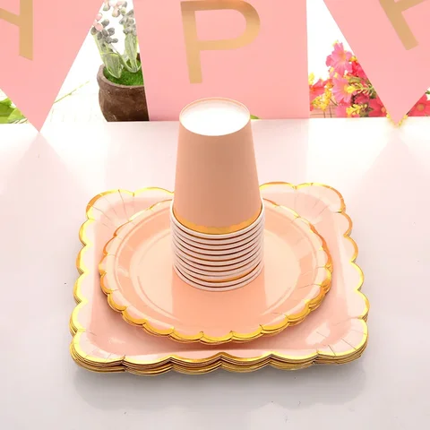 Кружевные бумажные тарелки и чашки Gooparty