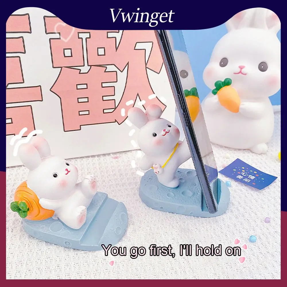 

Universal Lazy Person Holder 1 Pcs White Rabbit Phone Stand Small Cartoon Bracket Cute Office Accessories Portable Creative
