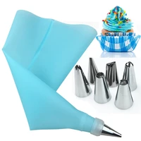 8pcsset silicone kitchen accessories icing piping cream pastry bag 6 stainless steel diy cake decorating tips set