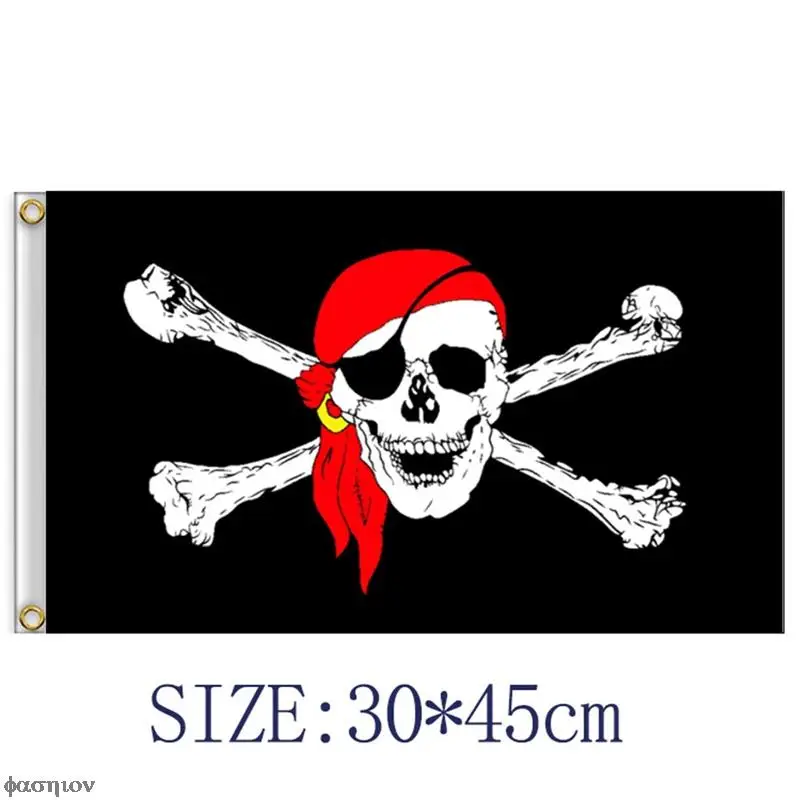 1 шт. 30*45 см большой пиратский флаг с черепом кросс-косточками висячий люверсами