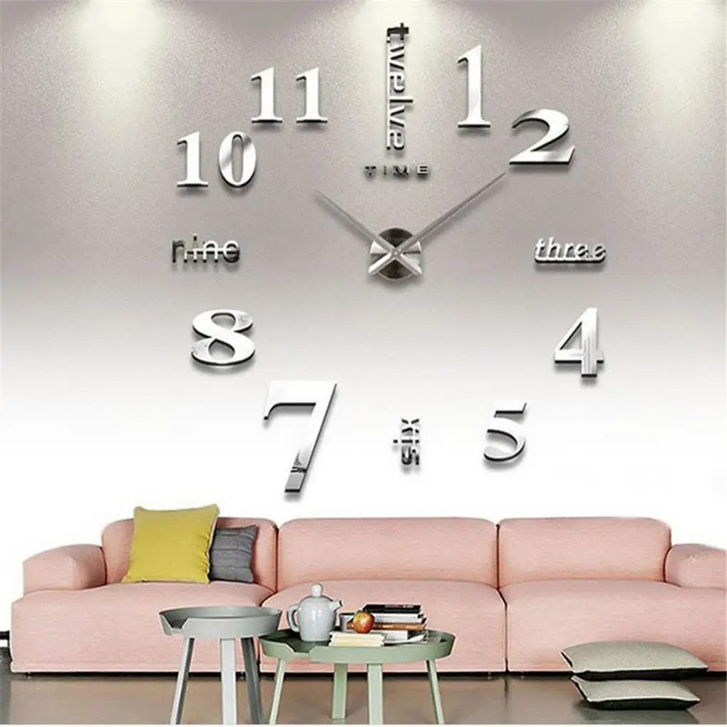 

Home 3D Mirror Wall Sticker Clock Acrylic Decorative Mirror Watch Room DIY Decoration Tool