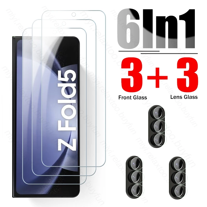 

Закаленное стекло 6 в 1 для защиты экрана Samsung Galaxy Z Fold 5 5G Samung Fold5 ZFold5 2023 SM-F946B 7,6 "с пленкой для объектива камеры