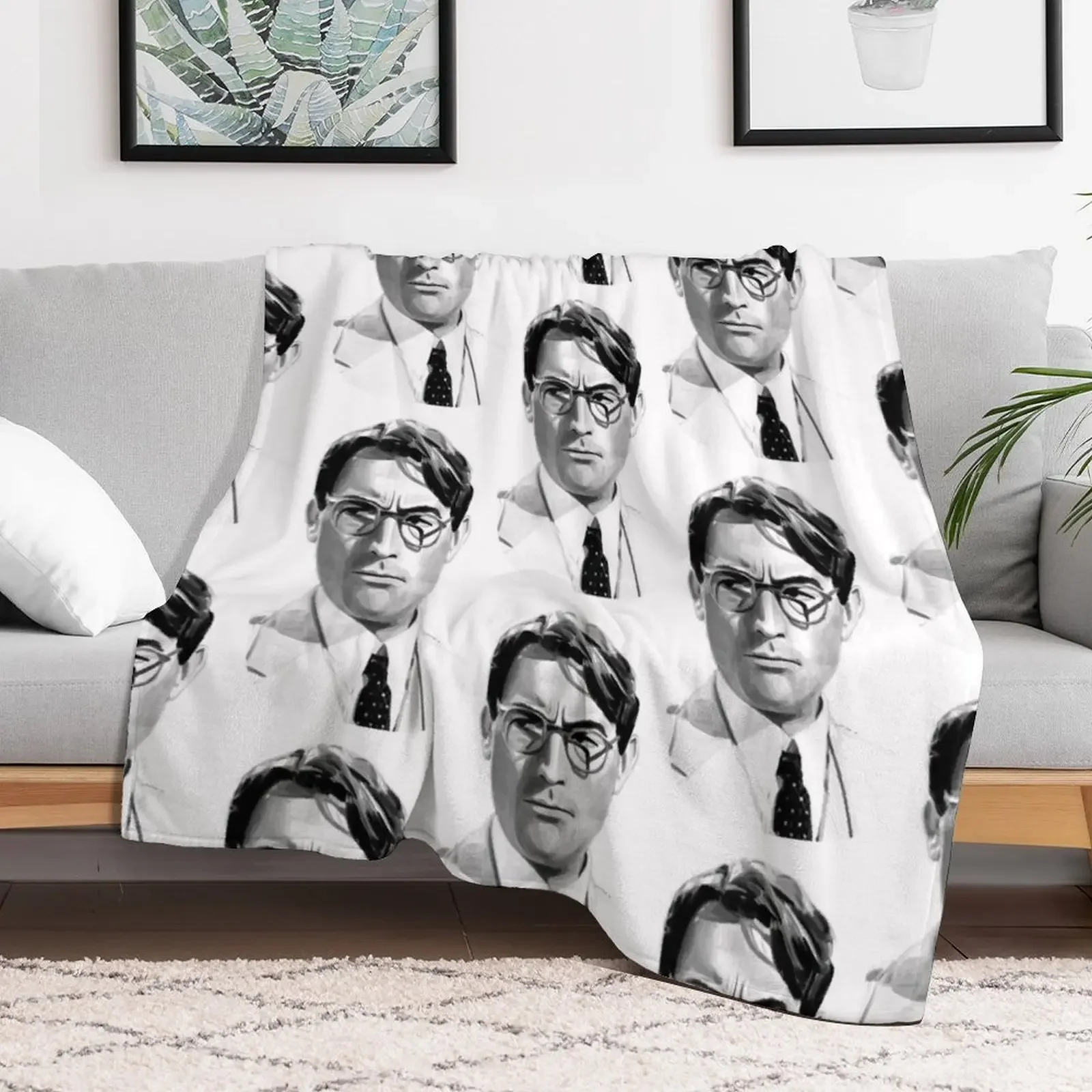 Фото Плед Atticus (черно-белый) – уютное легкое одеяло для путешествий, кемпинга и пикников №2