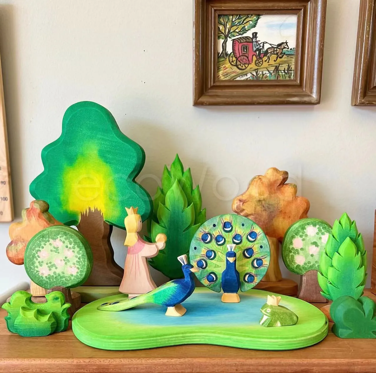 Детские деревянные игрушки строительные река луг озеро трава детская игра с