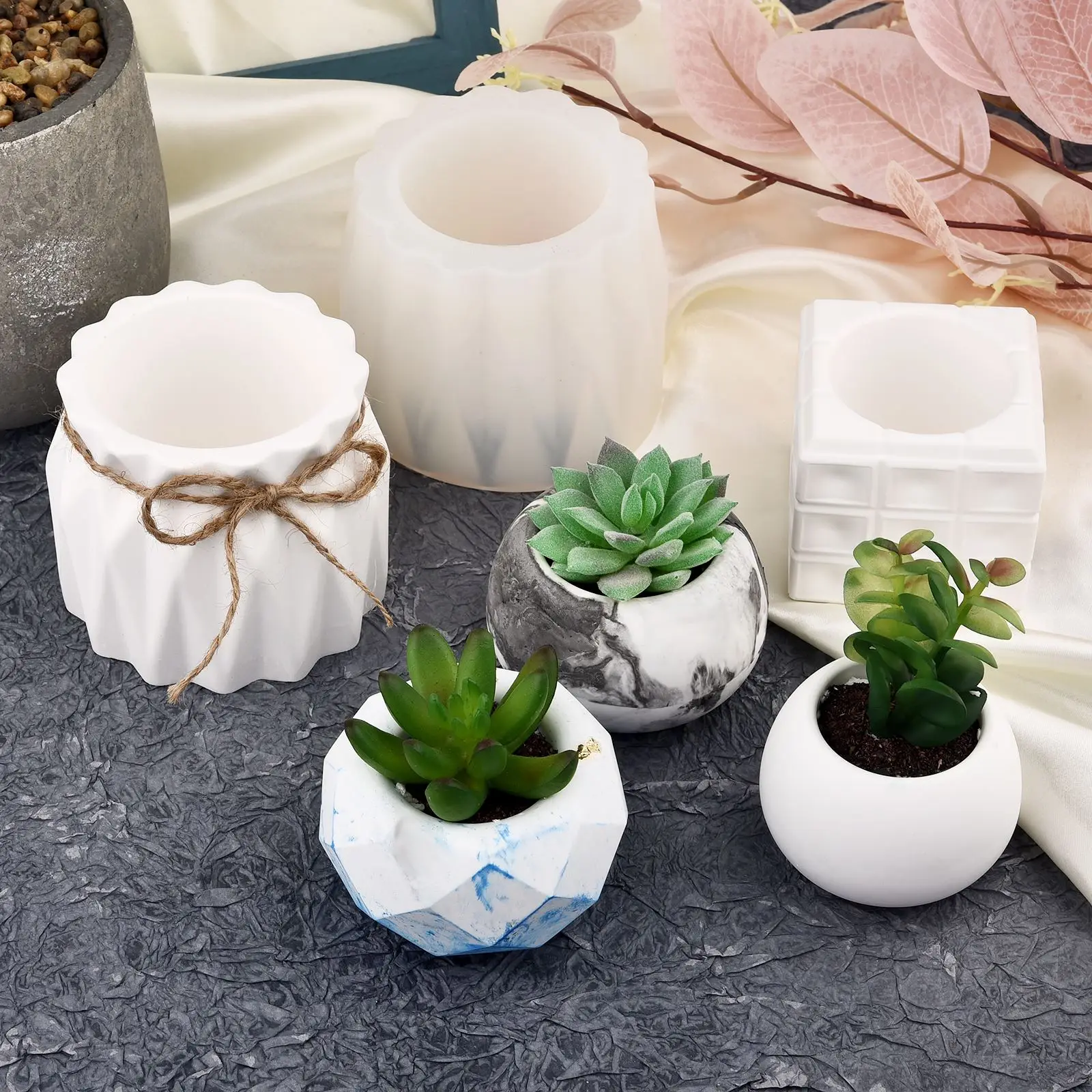 

Home Crafts Planter Vases Silicone Molds For DIY Epoxy Plaster Concrete Flower Pot Injection Mould Gardening Decor Handmade Gift