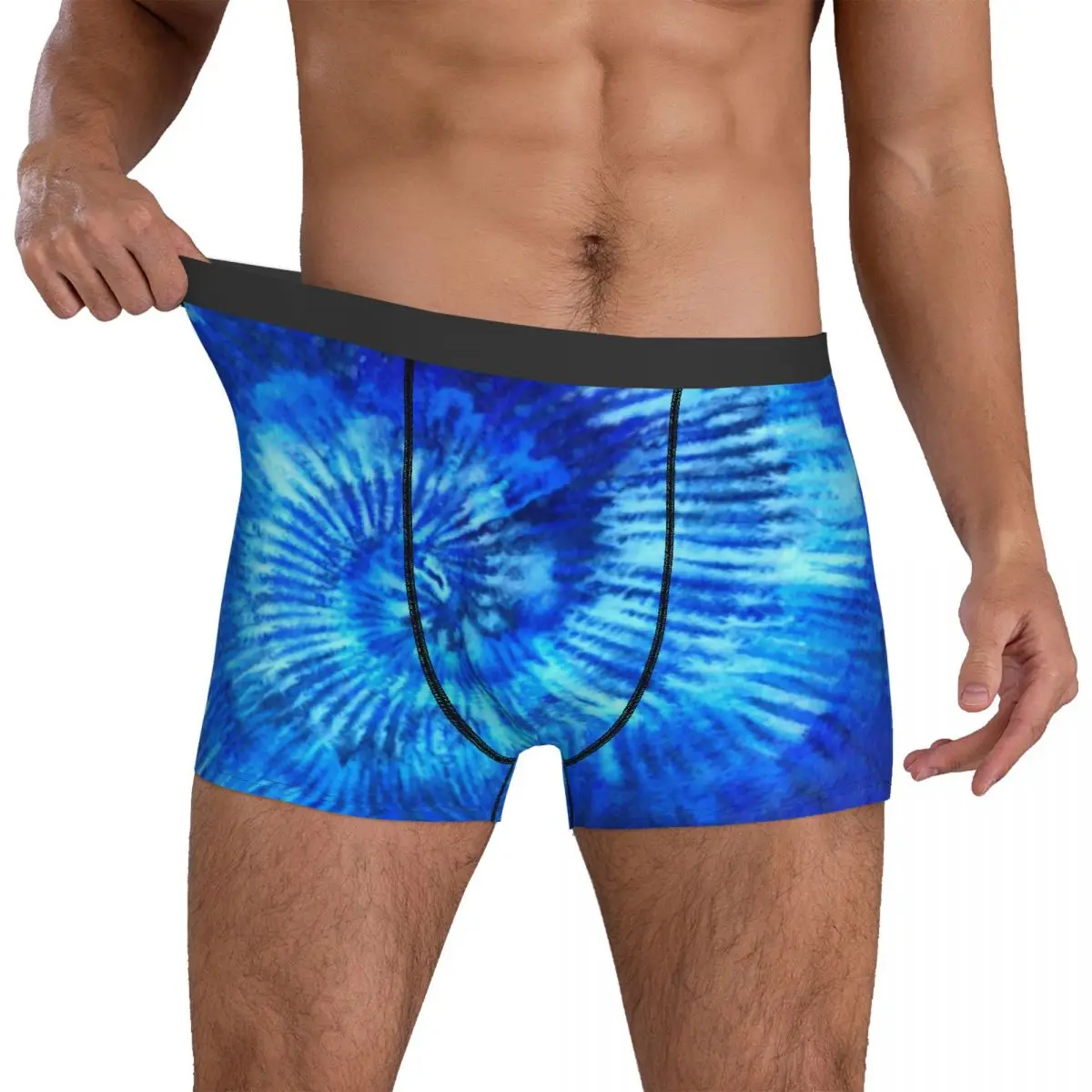 

Hippie Tie Dye Underwear Blue Modern Art Funny Panties Design Shorts Briefs 3D Pouch Men Plus Size Trunk