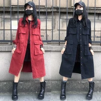 pure cotton womens trench coat mid length coat spring and autumn plus size loose retro korean fashion high quality leisure za