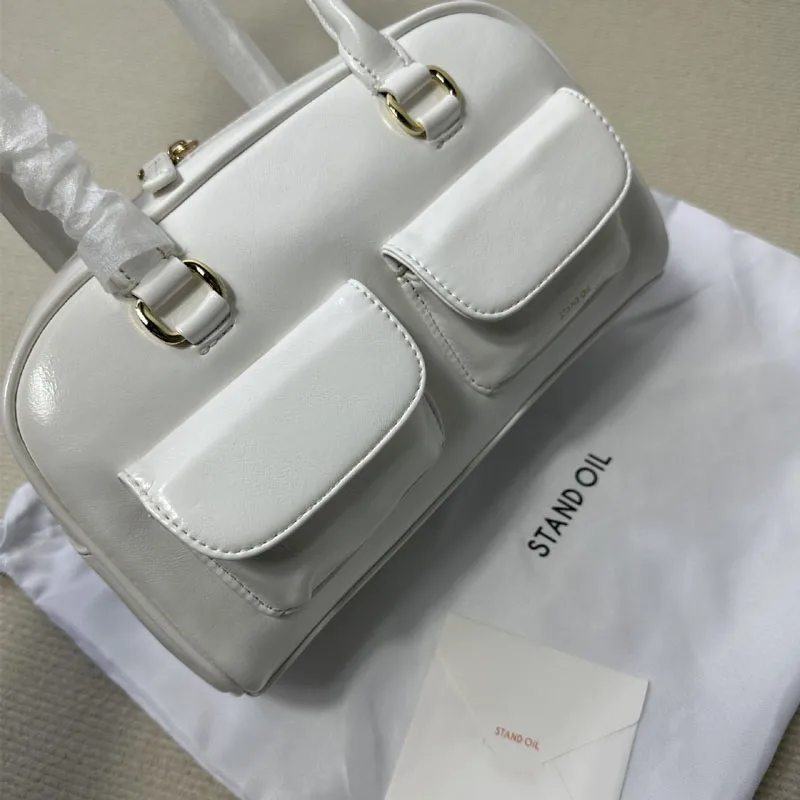 Модная уличная Корейская дизайнерская сумка для боулинга Xu Yunzhen кожаная