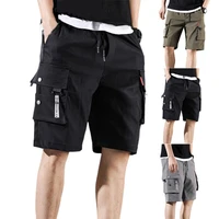 men pants solid color multi pockets deep crotch casual summer shorts for home