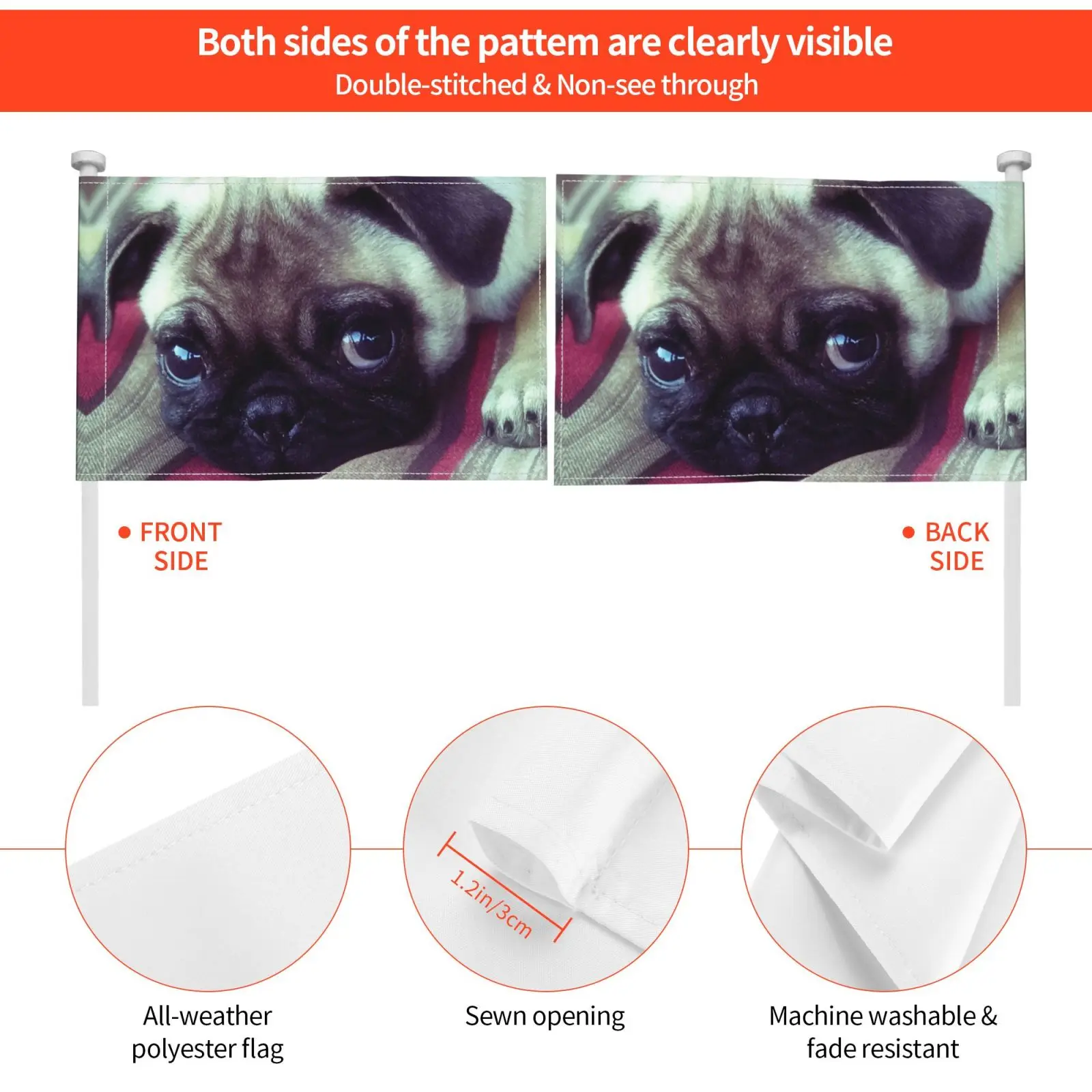 Флаг автомобиль флаг мопса жизнь шляпа ПЭТ Мопс Собаки Щенок Животное Янник сено