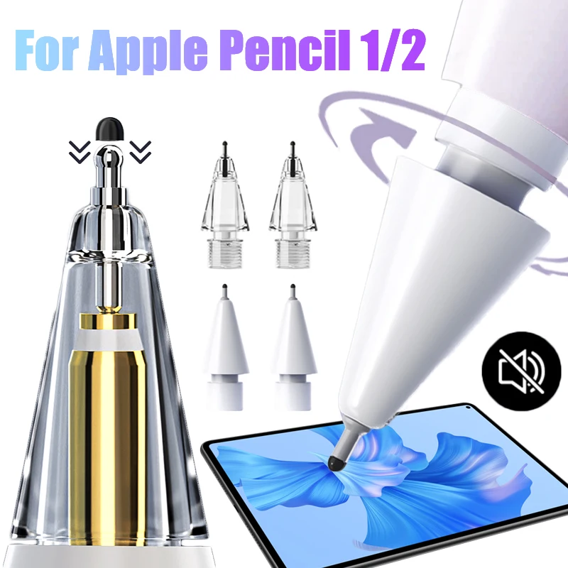 

Pencil Tip for Apple Pencil 1st 2nd Generation Needle Tube Damping Mute Wear-resistant Transparent Elastic Stylus Pen Tips