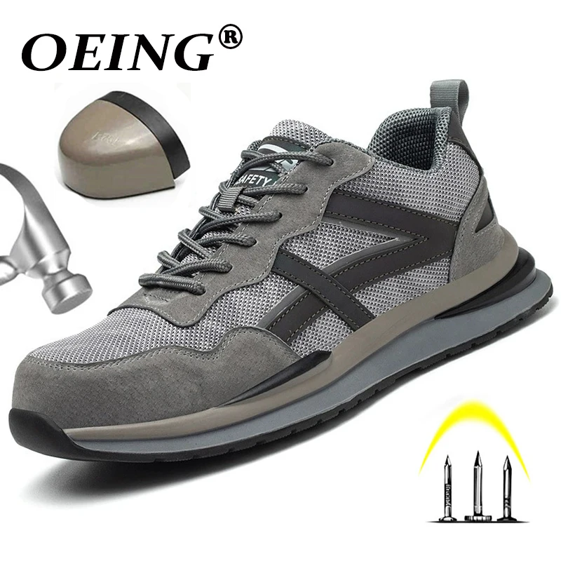 Zapatos de seguridad para hombre, calzado de trabajo Indestructible con punta de acero estándar europeo, zapatillas de deporte a prueba de perforaciones Plus Siz 48, 2022