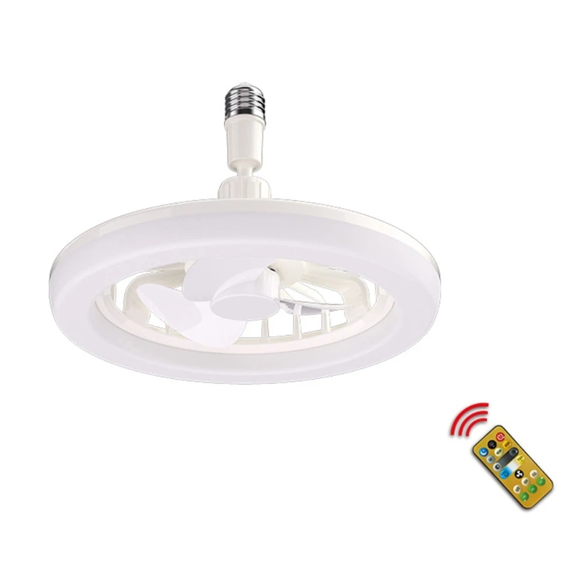

30W Ceiling Fan with Lighting Lamp E27 Converter Base with Remote Control Timing 3XUE