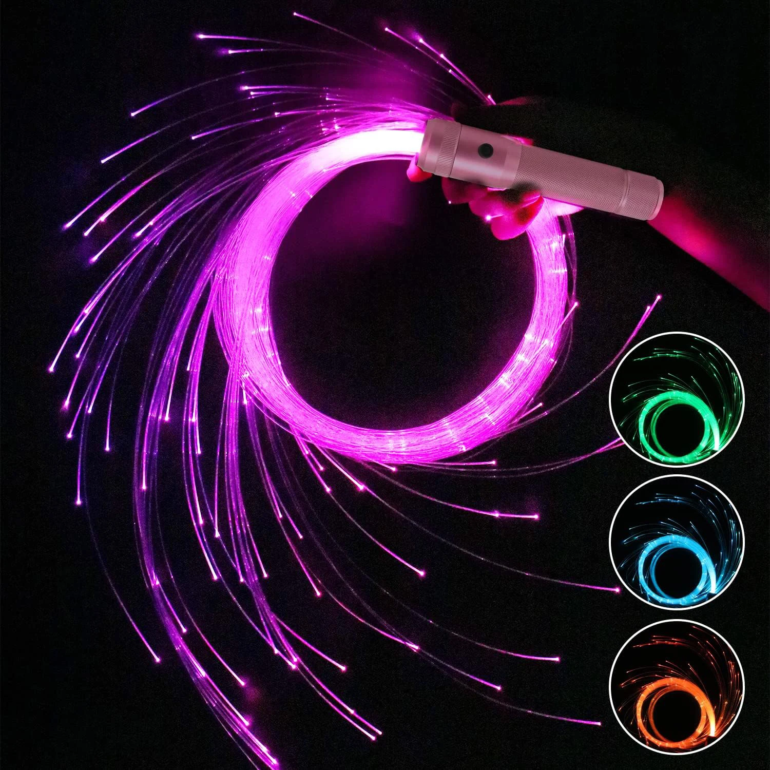 

Eloovve LED Fiber Optic Whip, 360° Swivel 36 Mode Effects Super Bright Light Up Dance Rave Toy，Great for Parties,EDM Pixel Show