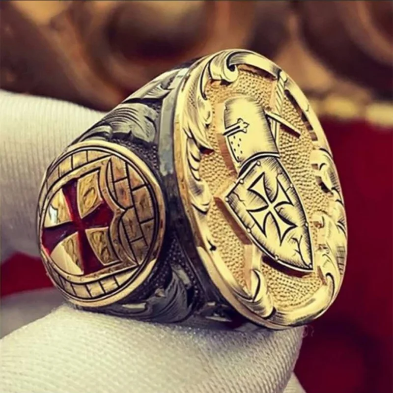 

Classic Judaism Shield of David Logo Battle Ring for Men High Quality Metal Christian Cross Believer Ring Jewelry Gift Size 7-13