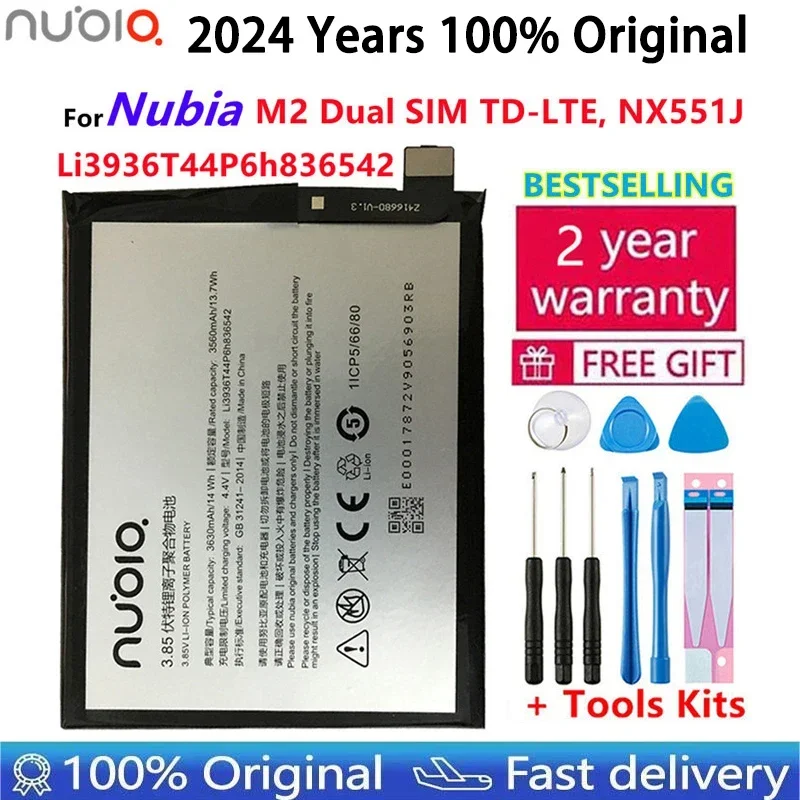 Оригинальный Li3936T44P6h 836542 Аккумулятор 3630 мАч для ZTE/Nubia Nubia M2 Dual SIM TD-LTE NX551J
