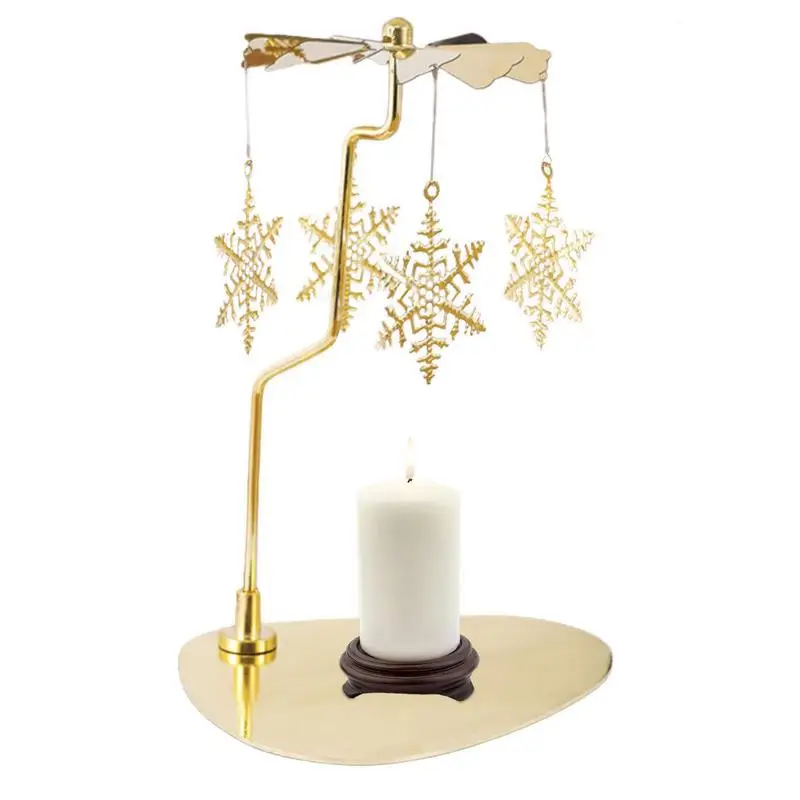 Rotary Candle Tray Silver Gold Rotating Triangle Candlestick