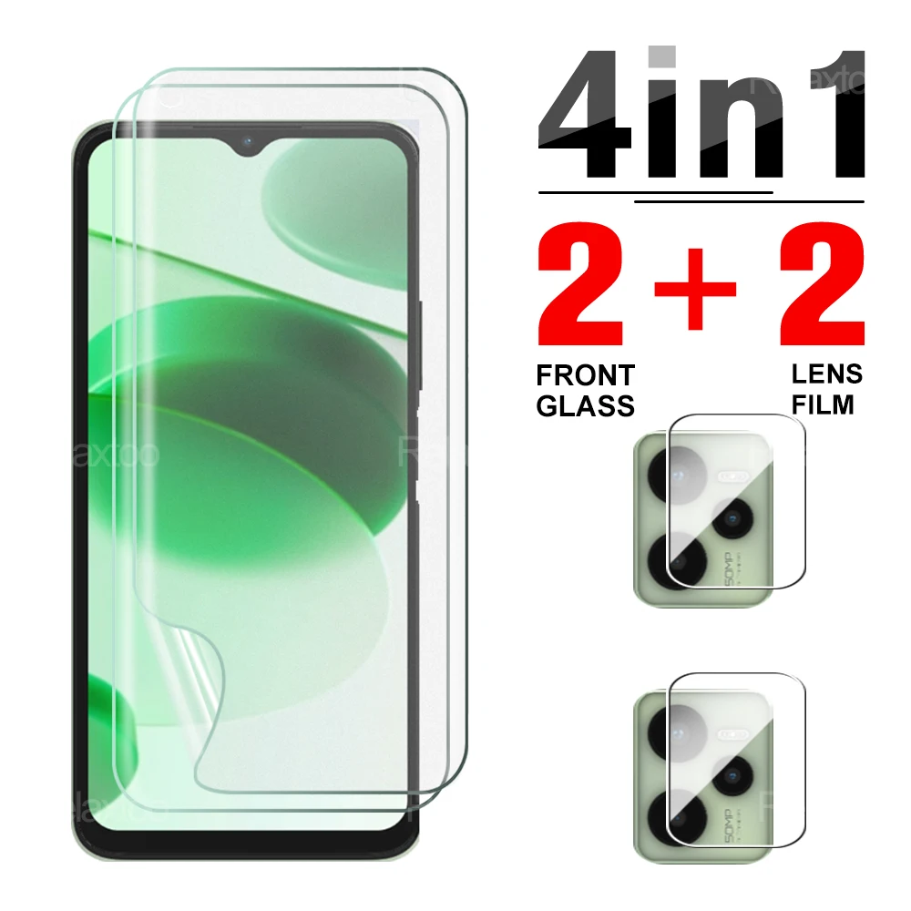 

4-в-1 мягкие гидрогелевые пленки для Oppo Realme C35 C31 пленки для камеры линз пленки для raelme C25 C21 C15 C11 2021 защита для экрана полное покрытие