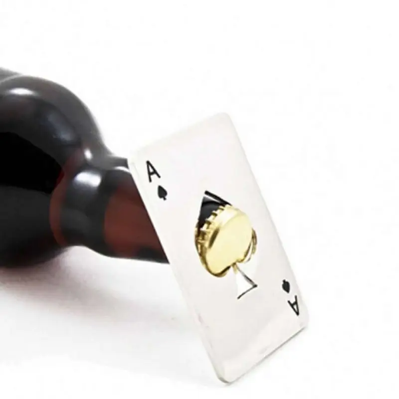 

Soda Beer Cap Men's Gift Playing Card Ace of Spades Poker Bar Tool Stainless Steel Bottle Opener Kitchen Accessories