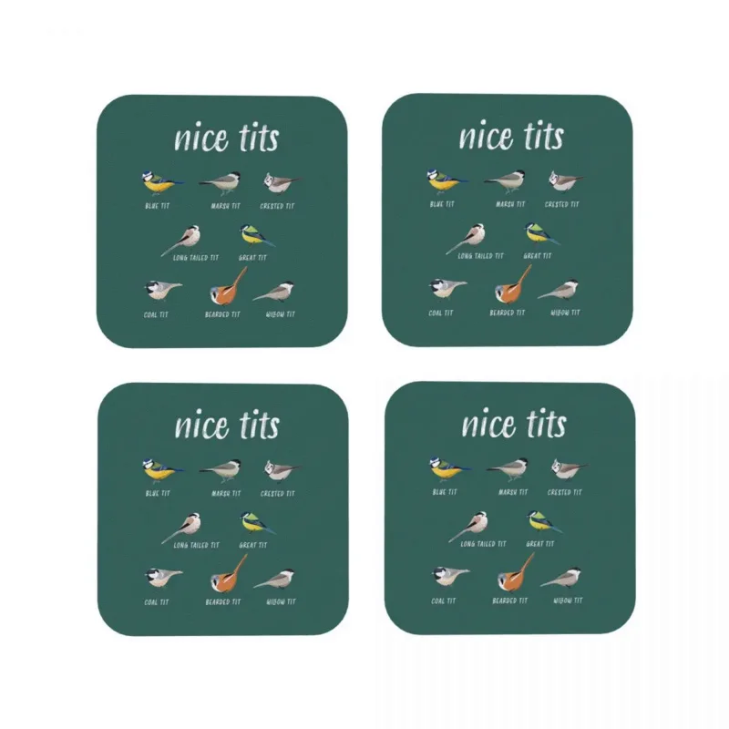 

Nice Tits Funny Bird Watching Gift For Birder Men And Women Coaster Coffee Mat Placemats Tableware Decoration & Accessories Pads