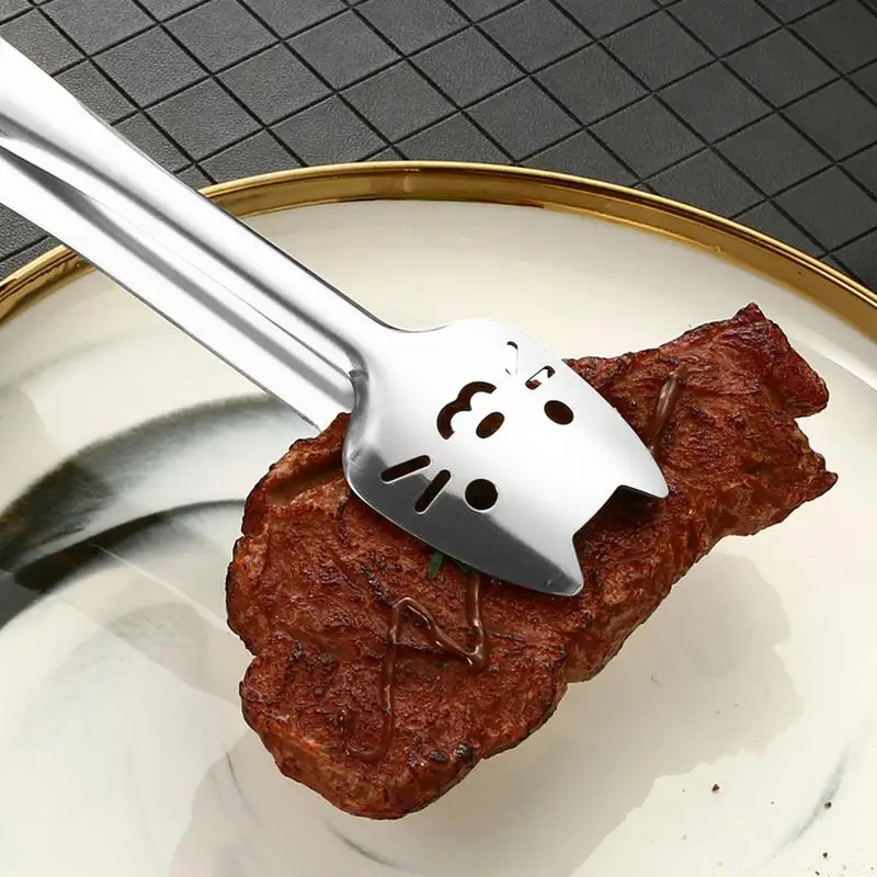 Щипцы для барбекю гриля зажим из нержавеющей стали хлеба дизайн кошки
