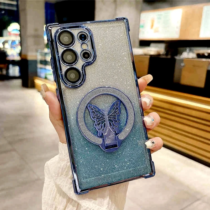 S 24 25 22 Чехол-держатель с бабочкой для Samsung Galaxy S24 S25 S23 S22 S20 S21 Fe Plus Ультра