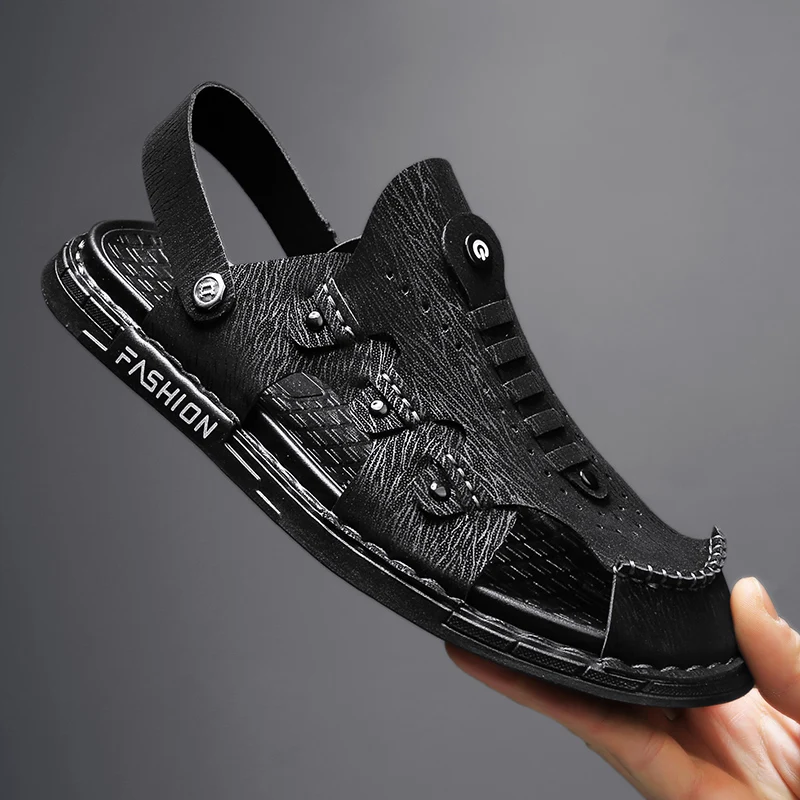 

Сандалии мужские кожаные, роскошные брендовые, уличная пляжная повседневная обувь, Нескользящие тапки, лето 2023