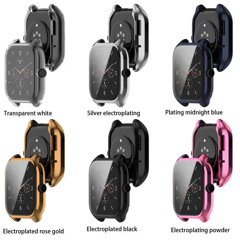 

Tpu All-round Electroplating Watch Protective Case For Amazfit Gts4 Anti-fall Scratch Watch Protection Shell Screen Protector