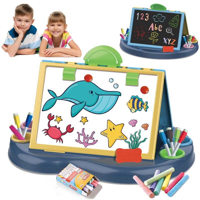 

Colorful Kids Painting Magnetic Graffiti Board Drawing Preschool Educational Toys With Table Legs Erasable Writing Board Gifts