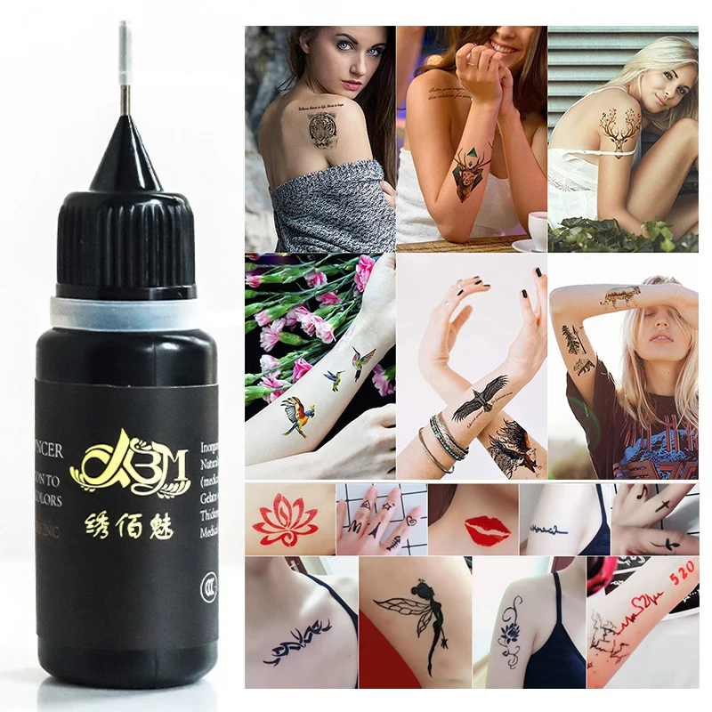 

6 Colors Lasting Natural Effect Easy To Operate Juice Tattoo Cream Safe Waterproof DIY Tattoo Gel Tool 10ml