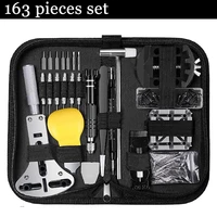 163pcs watch repair tool kit has 10 finger cots wristwatch link pin remover case opener spring bar battery replacement