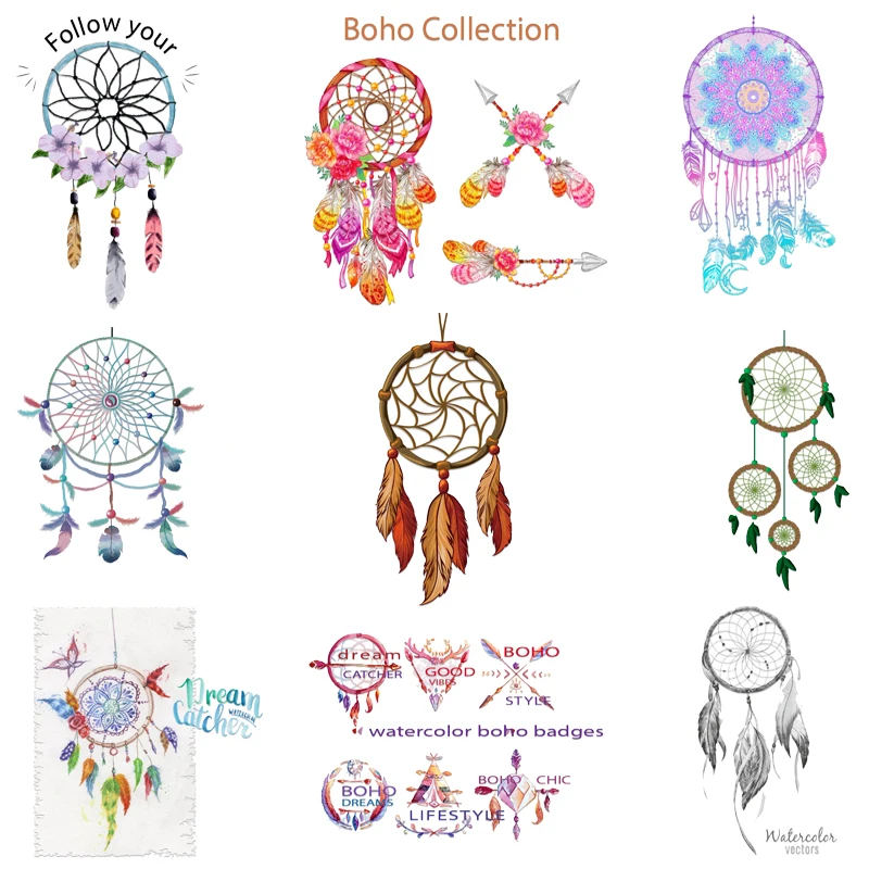 Ловец снов нашивки на одежду индийские красивые перья термонаклейки для одежды